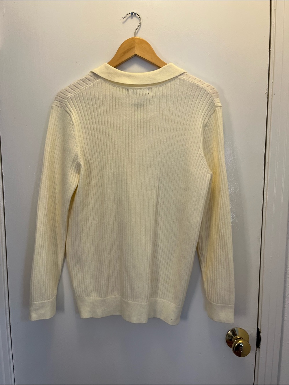 Cream Ribbed Polo Sweater - Picture 2 of 4